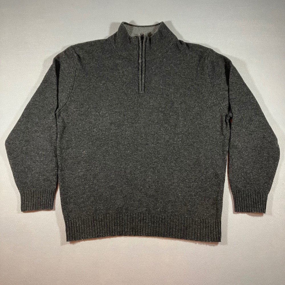Jos. A. Bank Mens M Charcoal Gray Lambswool Blend Quarter Zip Sweater Pullover